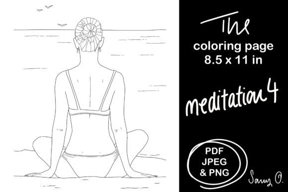 Beach Vibes & Mindful Design: The Sexy Woman Bikini Yoga Meditation Summer Illustration