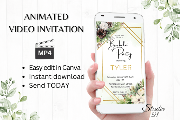Christmas Bachelor Party Invite W5174: Your Festive Digital Evite Solution