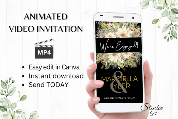Christmas Engagement Announcement W1177B: The Modern Script for Joyful News
