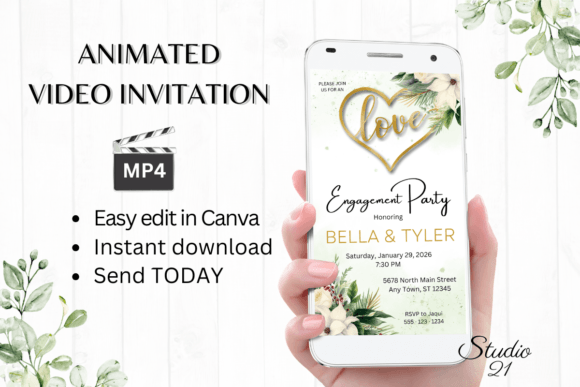 Christmas Engagement Party Invite W1170: A Festive Digital Evite