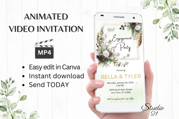 Christmas Engagement Party Invite W1172: Effortless Holiday Elegance
