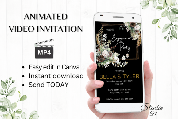 Christmas Engagement Party Invite W1173: A Festive Digital Template