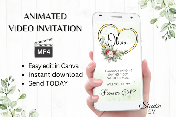 Christmas Flower Girl Proposal W3188FG: A Festive Animated Invitation
