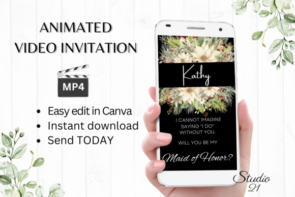 Christmas Maid of Honor Proposal W3177MH: A Festive Digital Invitation