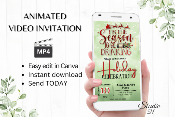 Stunning Holiday Party Invitations: Edit in Canva