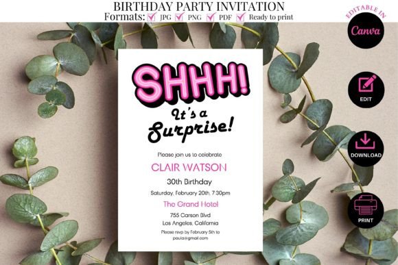 Surprise Birthday Party Invitation: A Modern Template for Effortless Celebrations