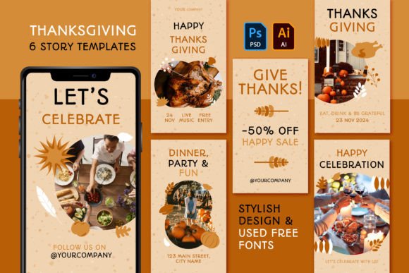 Thanksgiving Story Templates Set: Elevate Your Autumn Marketing