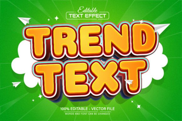 Yellow Trend Cartoon Style: A Bold, Editable Text Effect